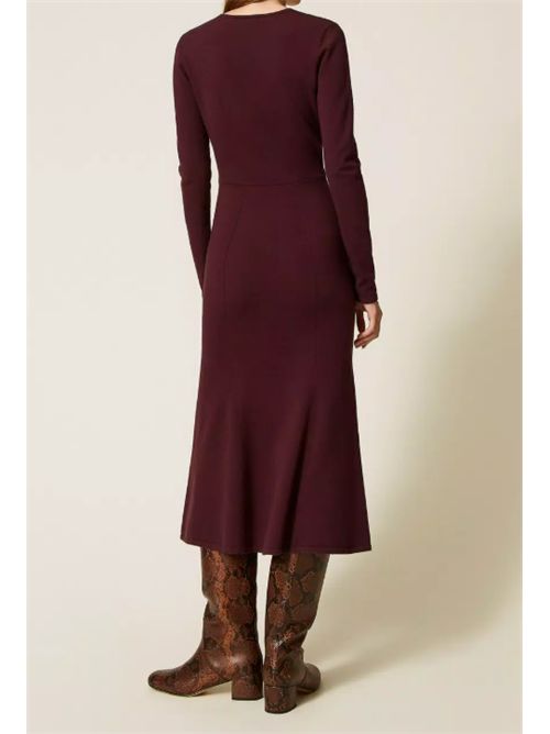 LONGUETTE DRESS WITH OVAL T TWIN SET | 252TP314005609 WINETASTING